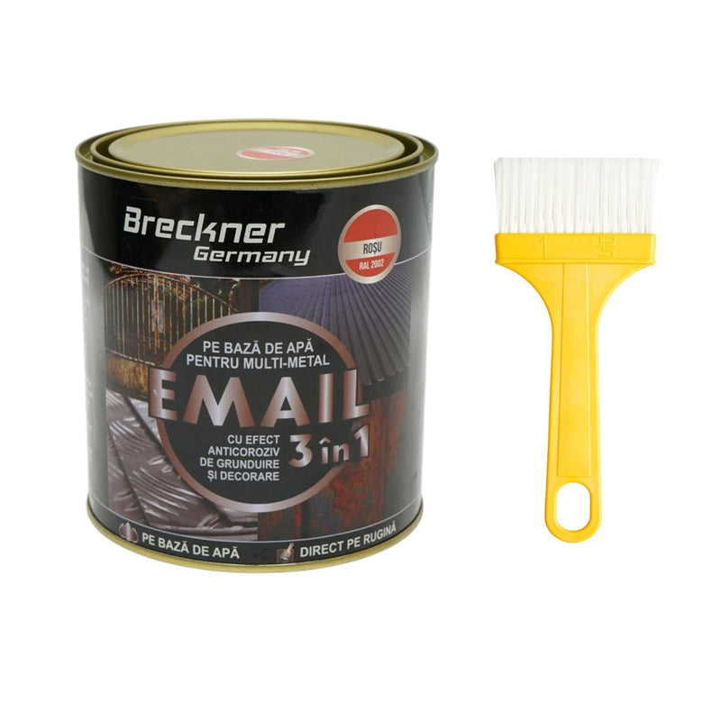 Smalto anticorrosivo 3 in 1 a base d'acqua per metalli, rosso RAL 2002, 750 g – applicazione diretta sulla ruggine Breckner Germany