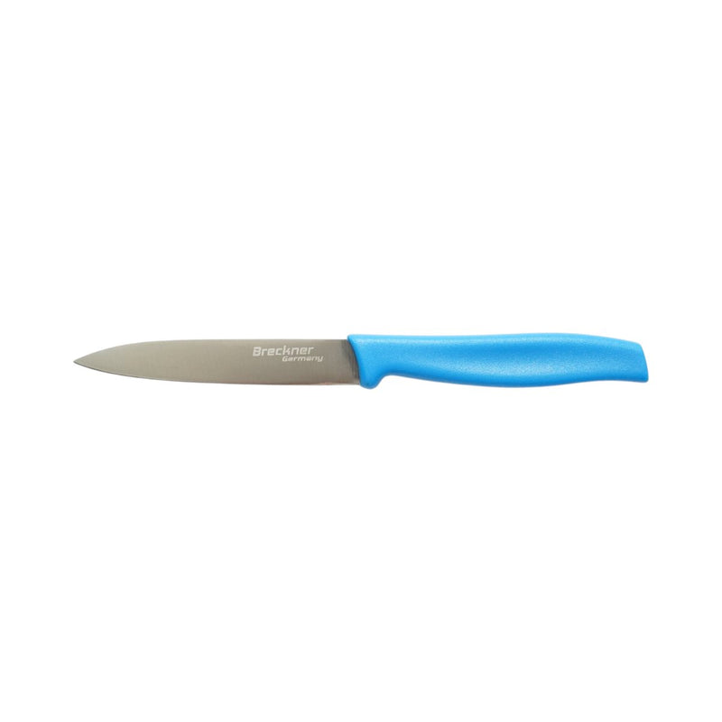 Coltello da pelatura 10 cm, lama in acciaio 5Cr15MoV, manico in PP blu. Breckner Germany