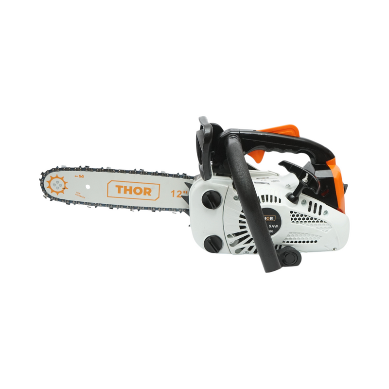 Motosega a scoppio professionale THOR a 2 tempi, 25,4 cc, 1,2 CV, 8500 giri/min, barra da 12 pollici (300 mm)