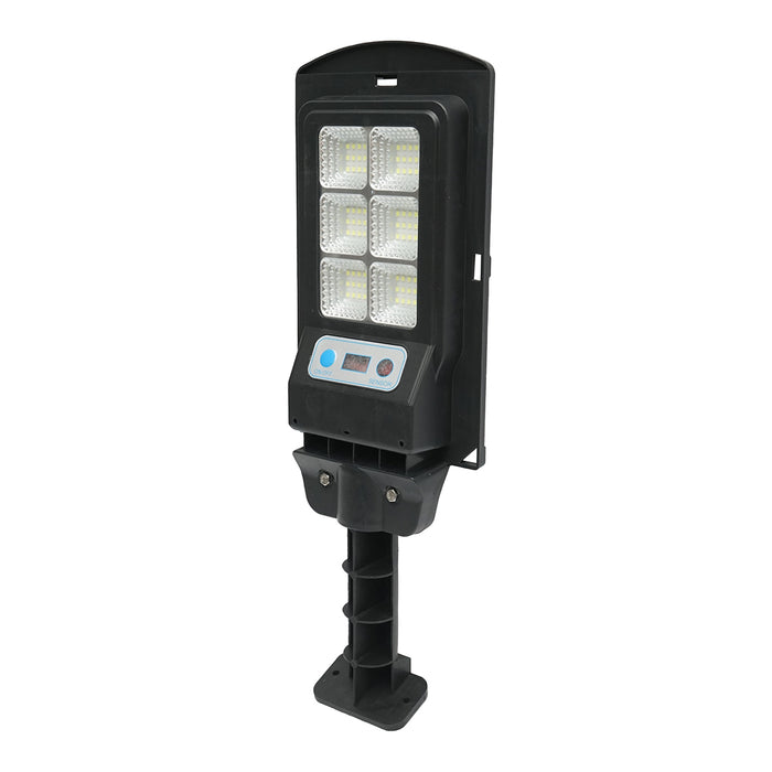 Lampada solare LED illuminazione stradale 6500K con pannello solare 3W, batteria 18000mAh, montaggio su palo IP67