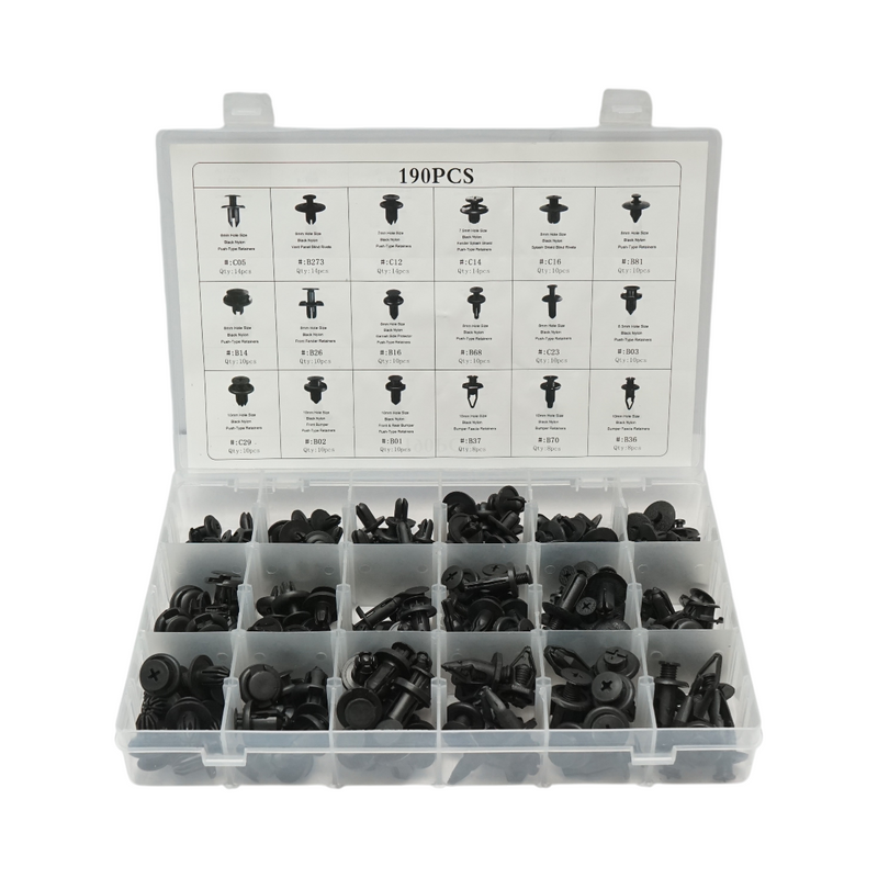 Set universale di clip in plastica per auto – 190 pezzi