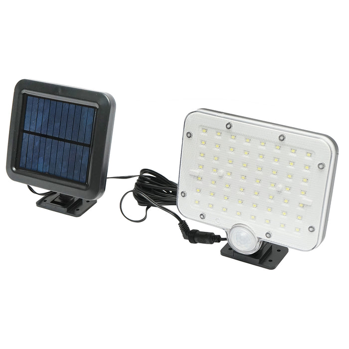 Lampada solare LED 250lm con pannello solare 1W/5,5V, batteria 3,7V/1,5 Ah, telecomando, cavo 5m e sensore di movimento IP44 Breckner Germany