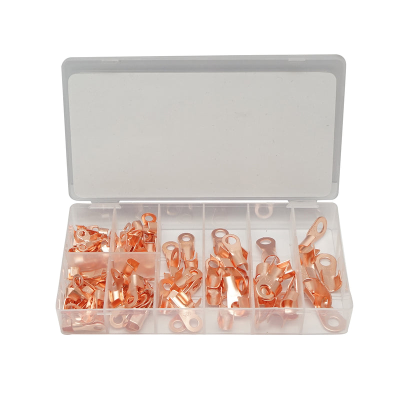 Kit di capicorda a occhiello in rame non isolati (10-100 A), 120 pezzi