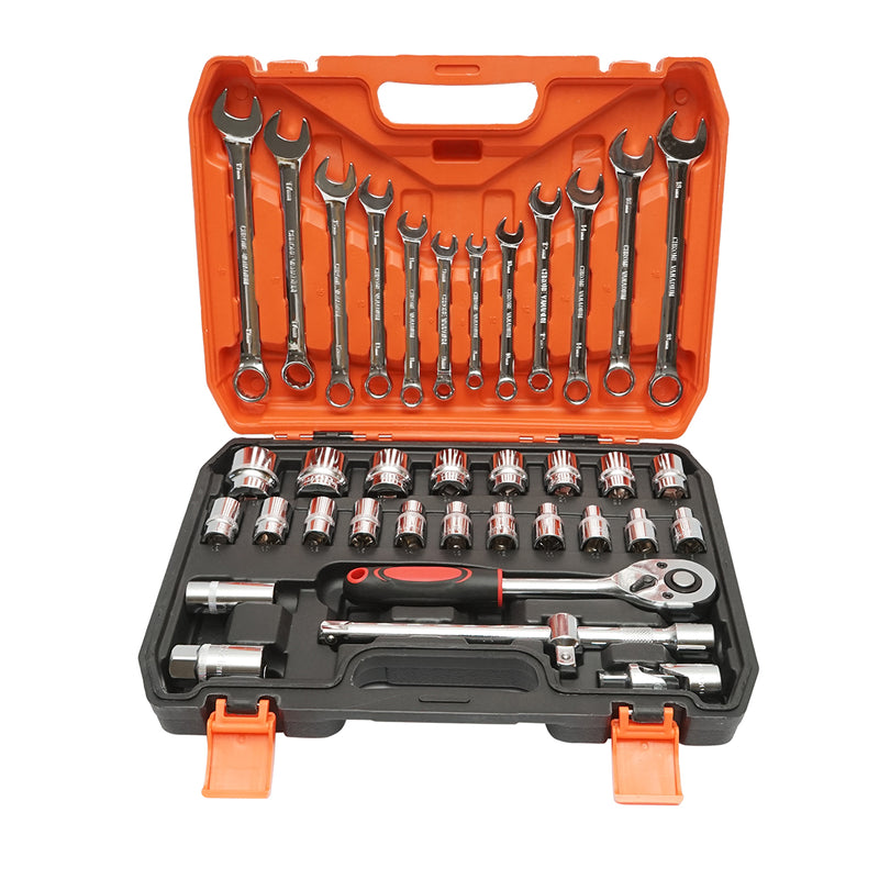 Set di chiavi a bussola 8-32 mm e chiavi combinate 8-19 mm, cacciavite a cricchetto da 1/2 37 pezzi Breckner Germany