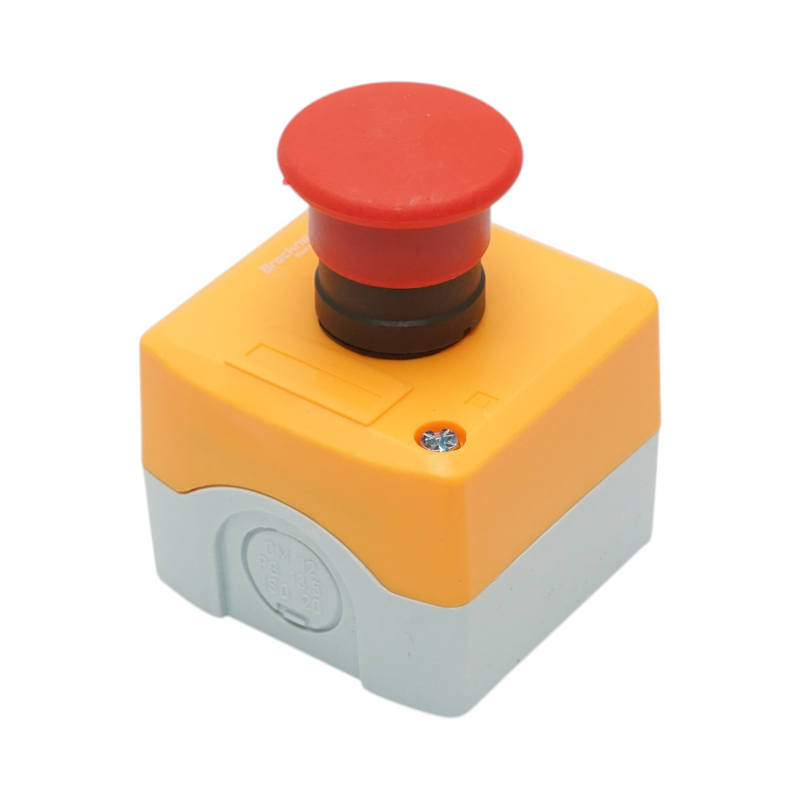 Custodia per pulsante di arresto di emergenza rosso a fungo con sblocco a rotazione, 1NO, 40 mm Breckner Germany
