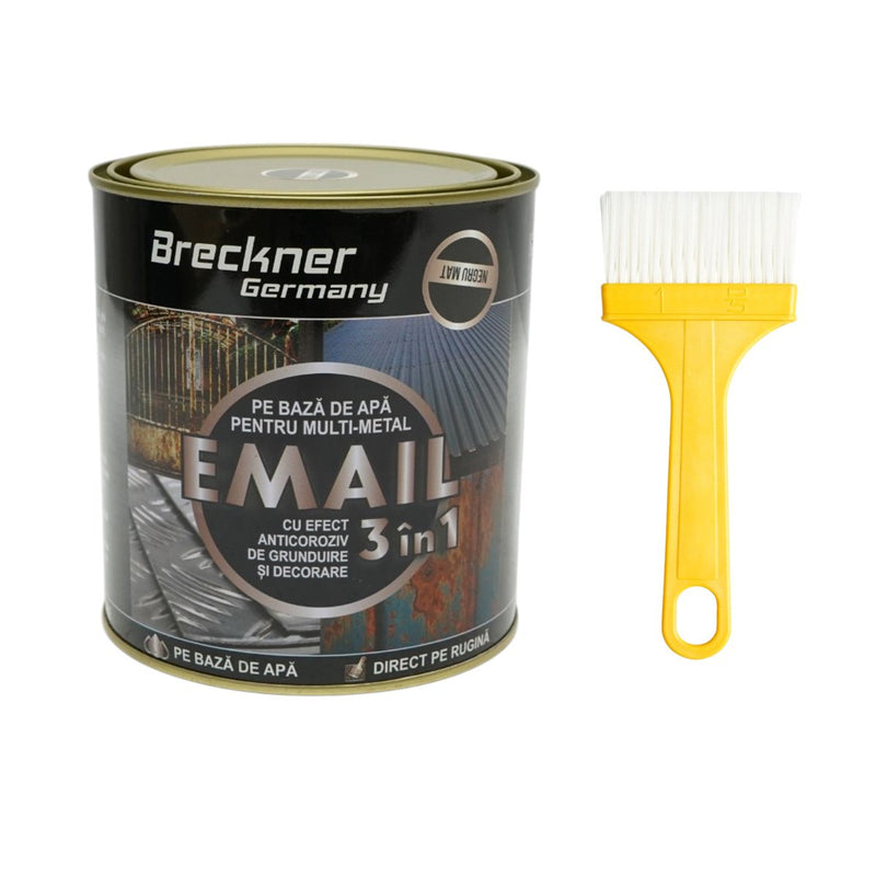 Smalto anticorrosivo 3 in 1 nero opaco per metallo, 750 g, applicabile direttamente sulla ruggine, a base d'acqua. Breckner Germany