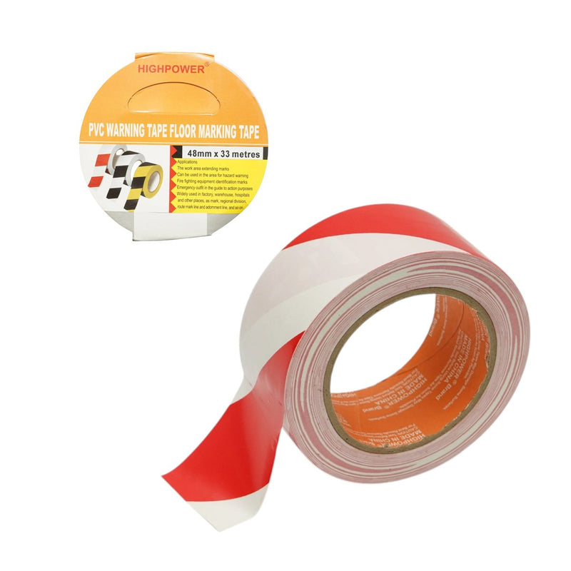 Nastro segnaletico e di marcatura a pavimento HighPower in PVC rosso-bianco 48 mm x 33 m