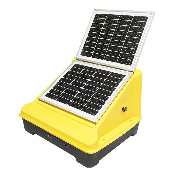 Elettrificatore per recinzioni elettriche 10 Joule con pannello solare 25W e batteria 12V/25Ah Breckner Germany