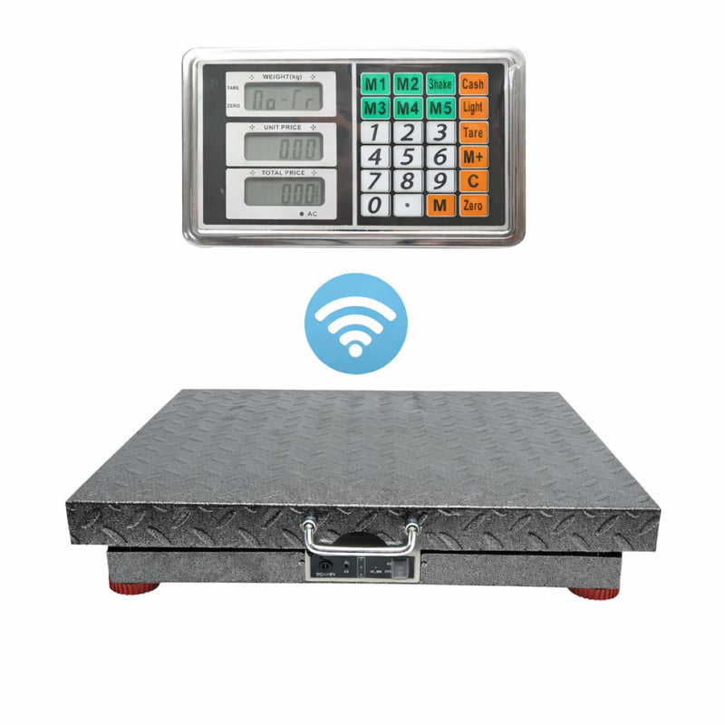 Bilancia elettronica a pavimento wireless (700 kg) con display WiFi, piattaforma 50x60 cm