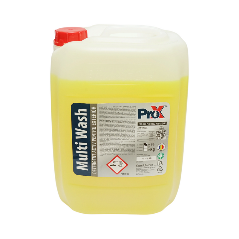 Multi Wash Pro-X – Detergente professionale concentrato a schiuma attiva per esterni auto (22 kg)