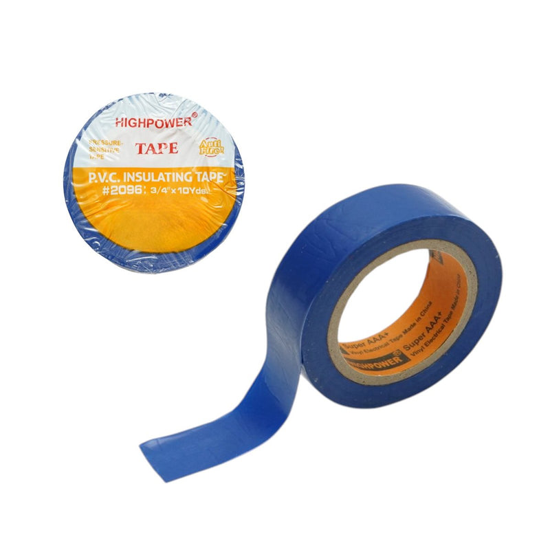 Nastro isolante in vinile blu 19 mm x 9 m, ignifugo, qualità superiore AAA+ HighPower