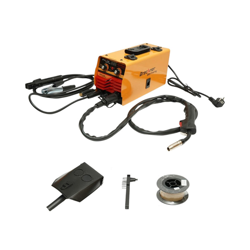 Saldatrice inverter 2 in 1 MIG/MMA senza gas, 200 A, 220 V, display digitale, saldatura a elettrodo, bobina di filo animato Flux Core E71T-GS inclusa Breckner Germany