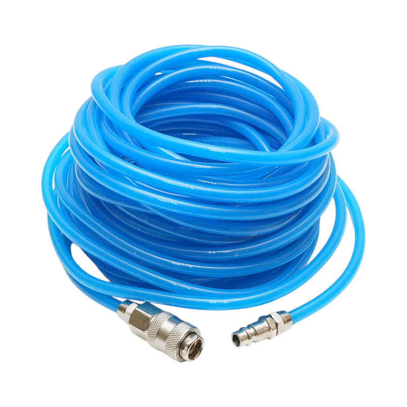 Tubo in PU per compressore d'aria da 15 m (5x8 mm) con raccordi rapidi universali