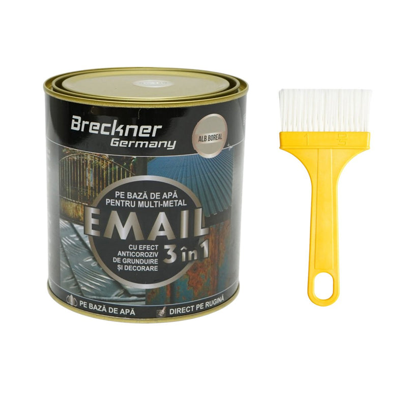 Smalto anticorrosivo 3 in 1 Boreal White a base d'acqua per metalli, 750 g (applicabile direttamente sulla ruggine) Breckner Germany