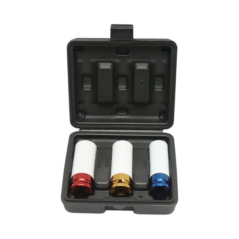 Set di chiavi a bussola a impatto con protezione da 17 mm, 19 mm, 21 mm, quadrate da 1/2 pollice Breckner Germany