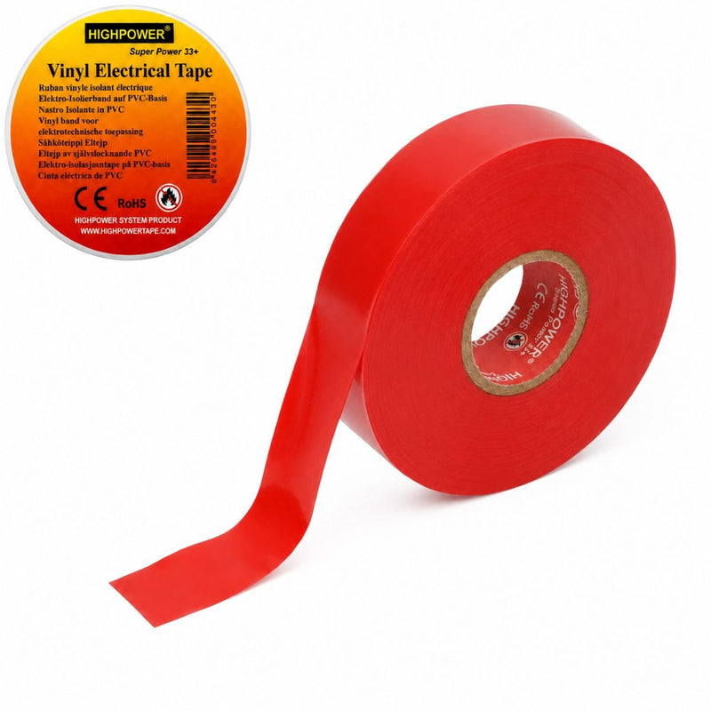 Nastro isolante in vinile rosso 19 mm x 20 m Premium Super Power 33+ HighPower