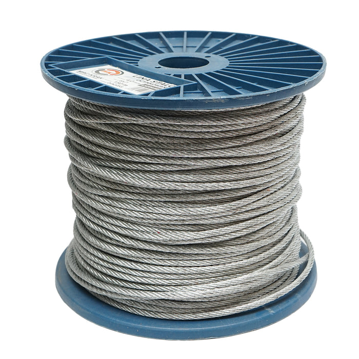 Cavo in acciaio zincato 4mm, 6x7 trefoli, carico massimo 940Kg, peso 8,4Kg, 150m/rotolo