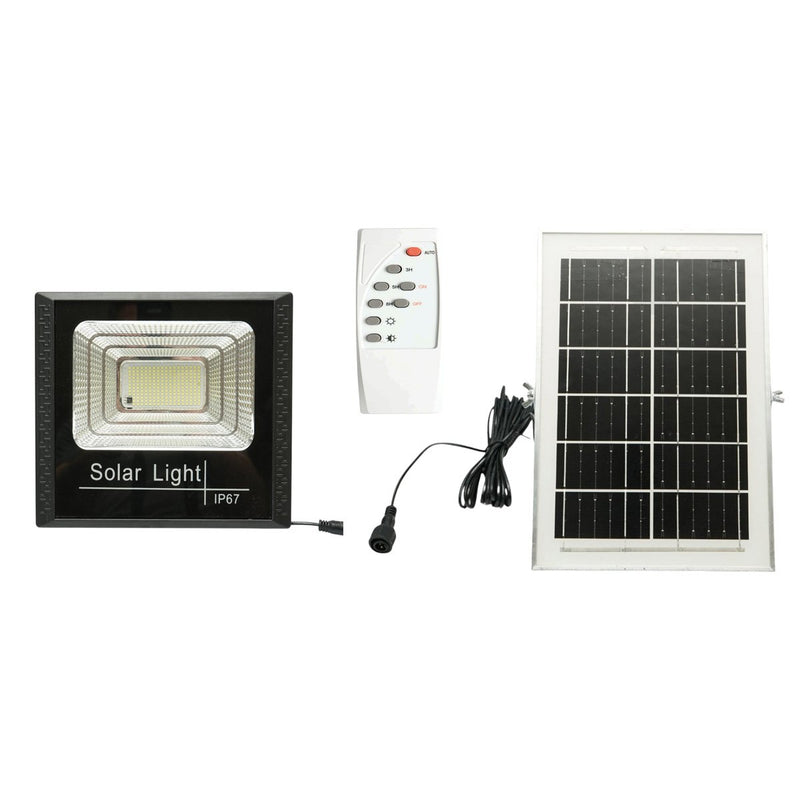 Faretto LED da 60 W, 6500 K, con pannello solare da 6 W, batteria LiFePO4 da 5000 mAh e telecomando (IP67) Breckner Germany