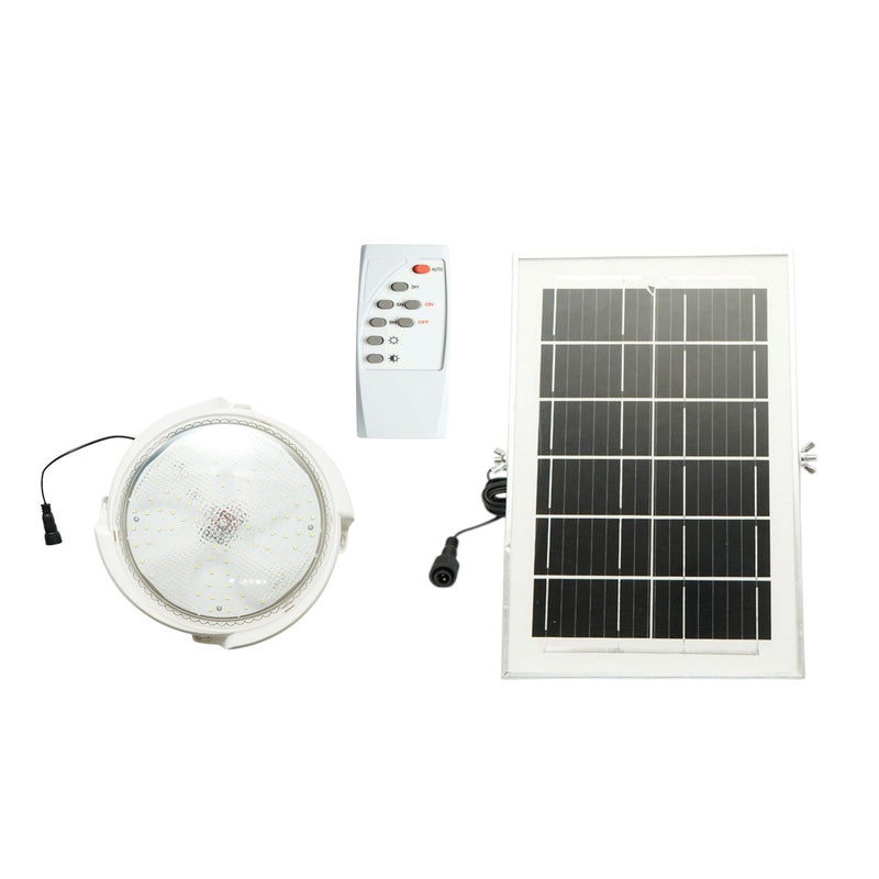Plafoniera solare LED da 150 W, 6500 K, con pannello solare da 6 W, batteria LiFePO4 da 3600 mAh, sensore di movimento e telecomando (IP65) Breckner Germany