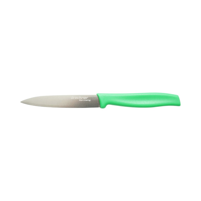 Coltello da pelatura 10 cm, lama in acciaio 5Cr15MoV, manico in PP verde. Breckner Germany