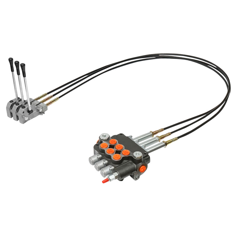 Distributore idraulico a 3 leve, lunghezza cavo 2 m, pressione 250 bar, portata 80 L/min Breckner Germany
