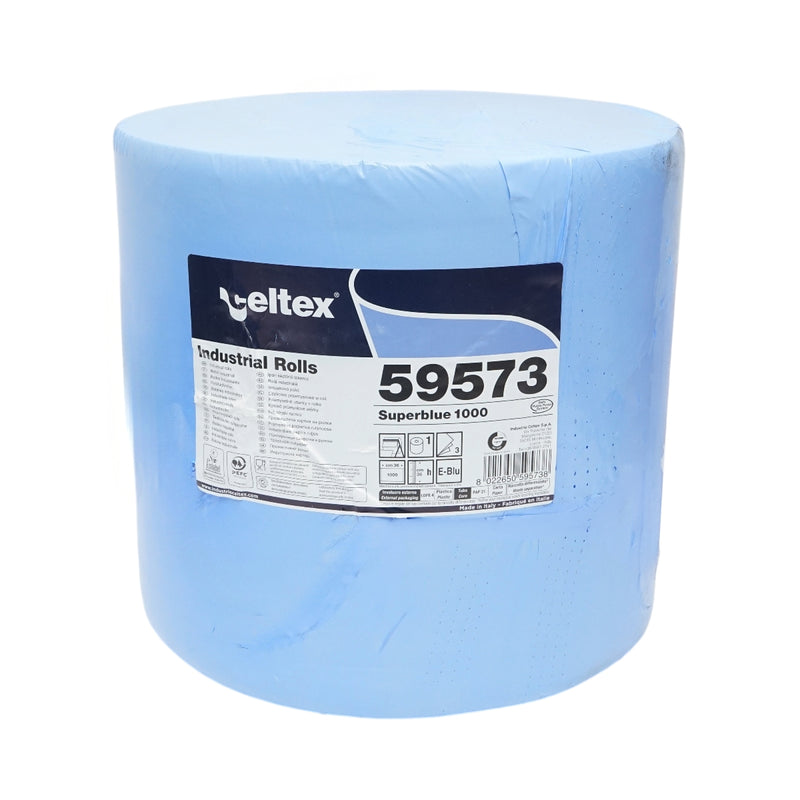 Rotolo di carta industriale blu Celtex Superblue a 3 veli, 36x36 cm, 1000 strappi/rotolo (59573)