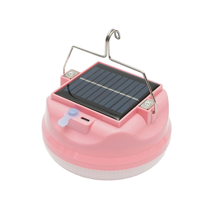 Lampada LED da 200W con pannello solare e batteria da 2400mA, colore rosa