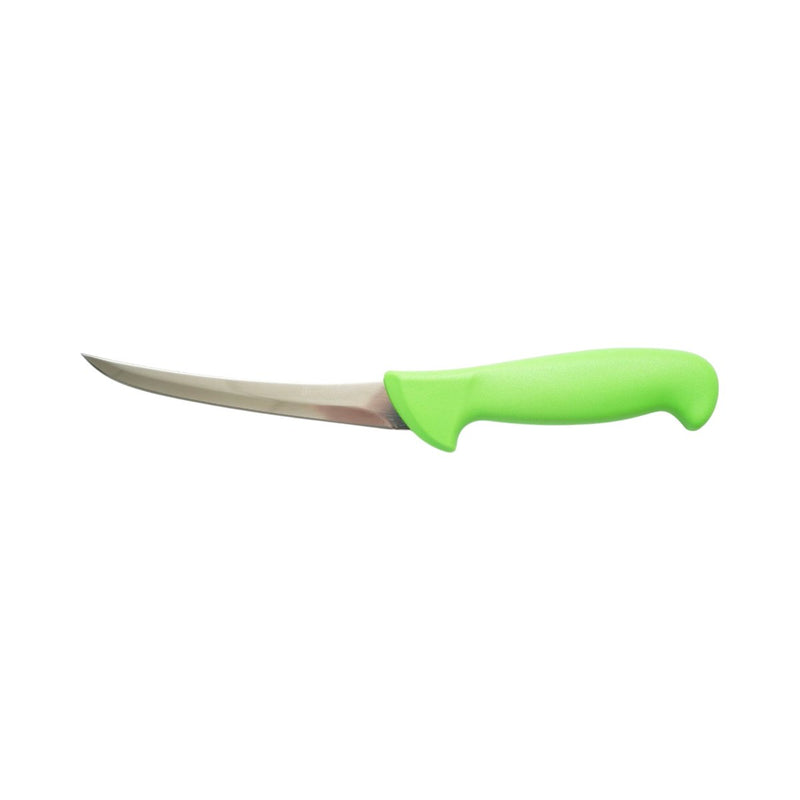 Coltello professionale curvo per disosso da 15 cm, lama in acciaio 5Cr15MoV, manico in nylon verde. Breckner Germany
