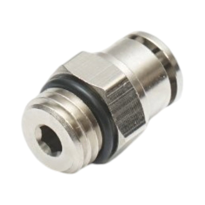 Raccordo rapido metallico diritto da 6 mm, filetto maschio M12
