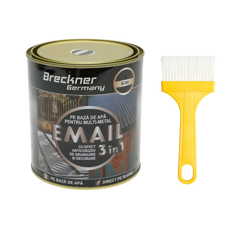 Smalto anticorrosivo nero 3 in 1 a base d'acqua per metallo (750 g), applicabile direttamente sulla ruggine  Breckner Germany