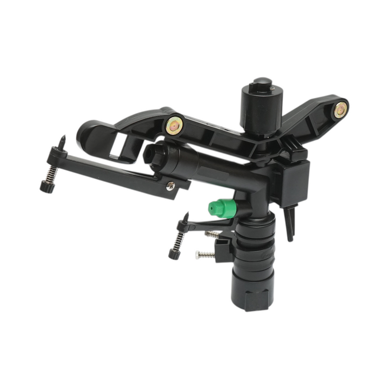 Irrigatore a battente regolabile con braccio oscillante, 2 ugelli, gittata 18–25 m, portata 75–82 l/min, attacco femmina da 1 pollice Breckner Germany