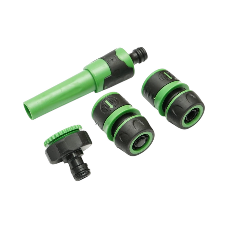 Set con ugello a spruzzo regolabile, adattatore per rubinetto da 3/4–1 pollice e due raccordi rapidi per tubo da giardino da 1/2 pollice. Breckner Germany