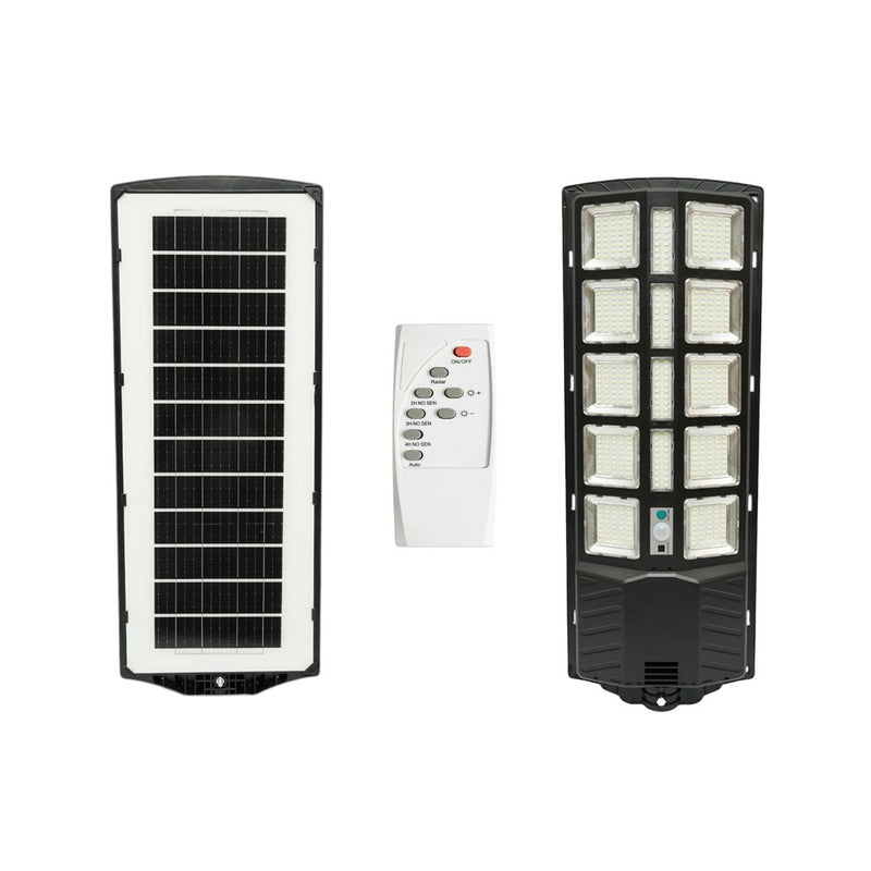 Lampione stradale solare a LED da 300 W con pannello solare da 15 W, batteria LiFePO4 da 12000 mAh, sensore di movimento, telecomando e supporto per palo (IP67) Breckner Germany