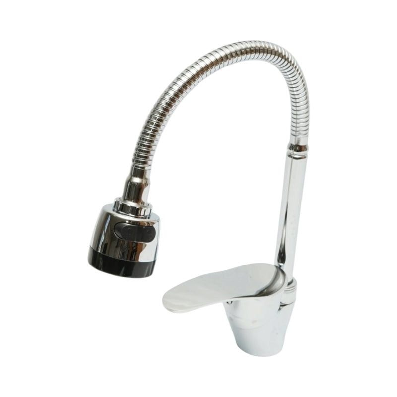 Rubinetto per lavello cucina con bocca flessibile, aeratore a due funzioni, finitura cromata lucida, flessibili inclusi Breckner Germany