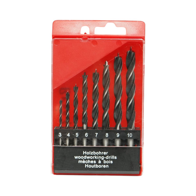 Set di 5 punte elicoidali per legno in acciaio HCS (3–10 mm) con attacco cilindrico Breckner Germany