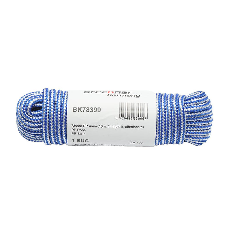 Corda PP intrecciata 4 mm x 10 m, bianca/blu, Corda multiuso in polipropilene Breckner Germany 0,79 €