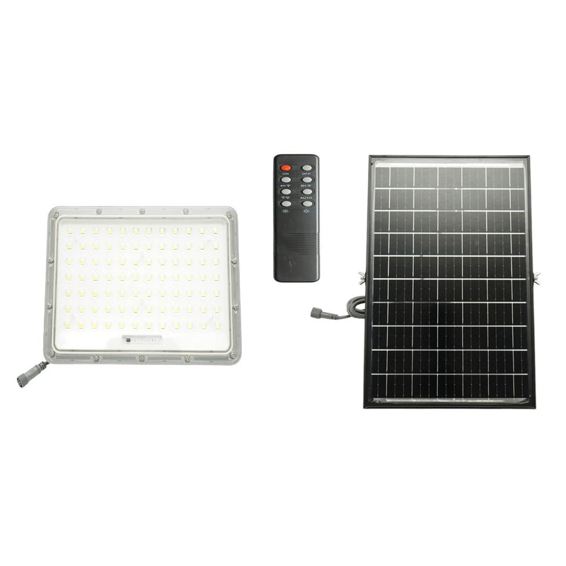 Faretto LED da 300 W, 6500 K, con pannello solare bifacciale da 30 W, batteria LiFePO4 da 15.000 mAh e telecomando (IP66) Breckner Germany