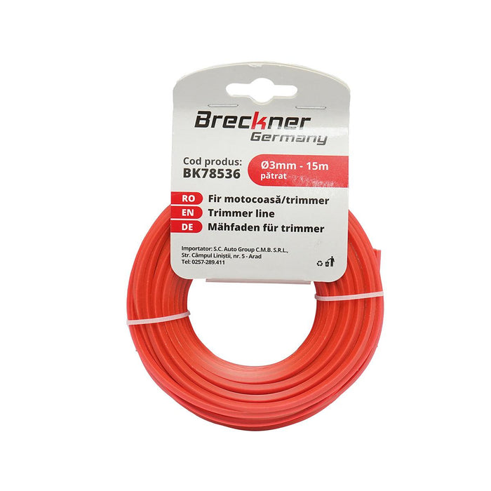 Filo quadrato per decespugliatore 3 mm x 15 mt, Filo per decespugliatore Breckner Germany