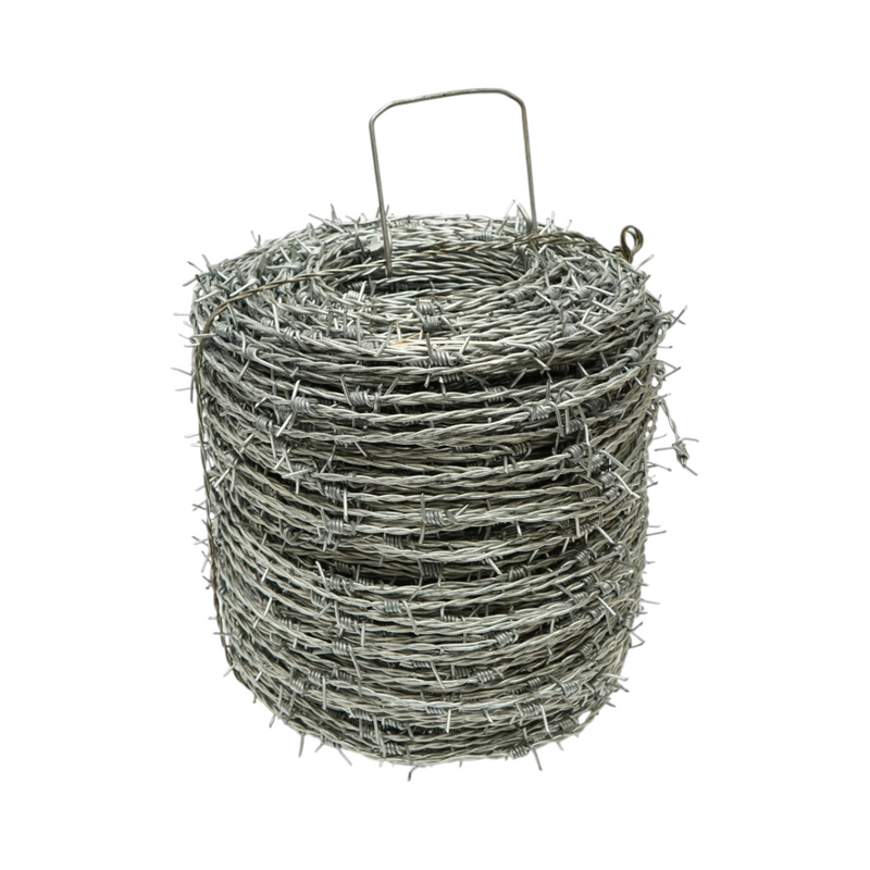 Rotolo di filo spinato zincato a doppio trefolo, 250 m, diametro 1,8 mm, distanza tra le punte 11–14 cm, per recinzioni e recinti.