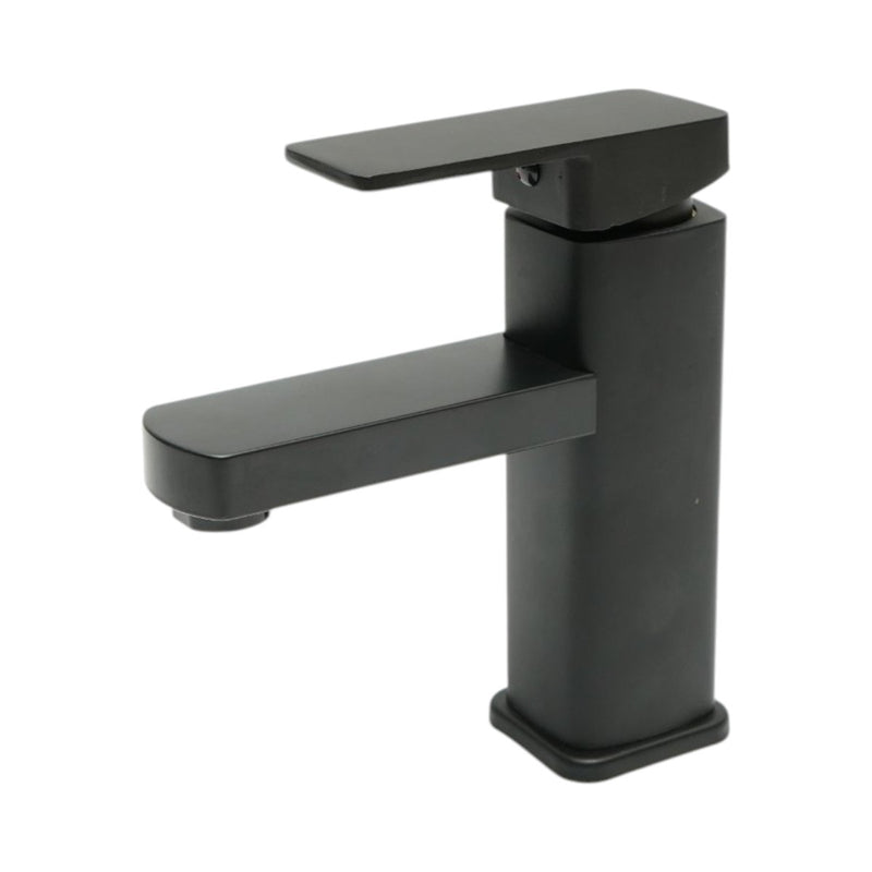 Miscelatore monocomando quadrato per lavabo, nero opaco, flessibili inclusi Breckner Germany