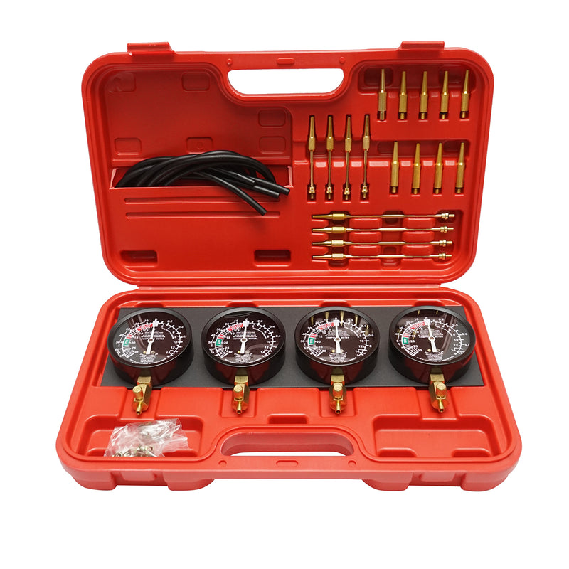 Kit sincronizzazione carburatore e iniezione, 4 manometri con adattatori Breckner Germany