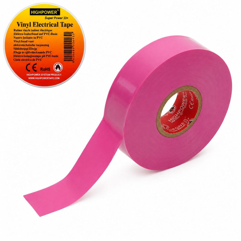 Nastro isolante in vinile rosa 19 mm x 20 m Premium Super Power 33+ HighPower