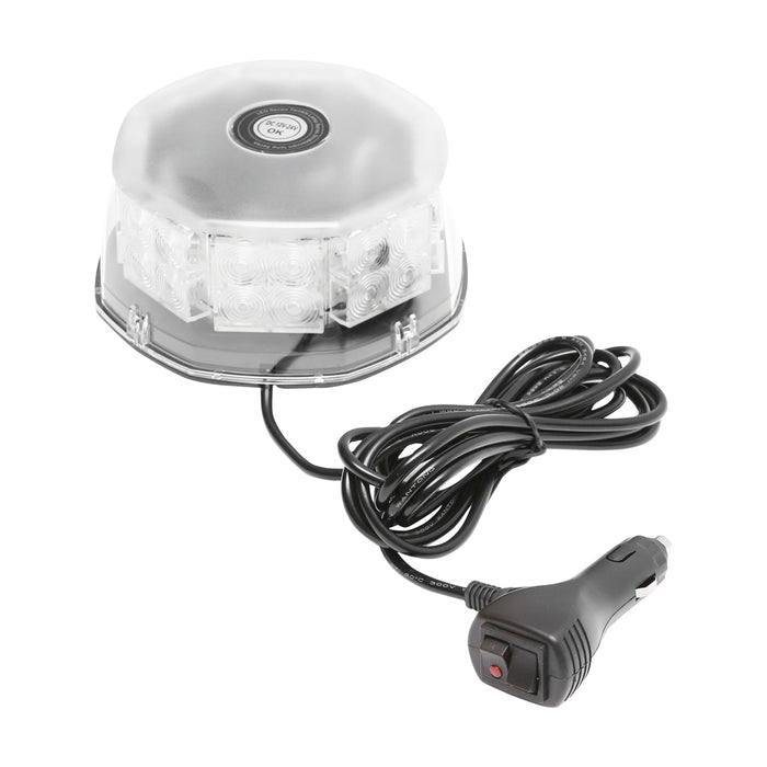 Lampeggiante rotondo di segnalazione con 32 zone LED SMD, luce gialla, base magnetica, interruttore ON/OFF con indicatore luminoso, 12V/24V Breckner Germany