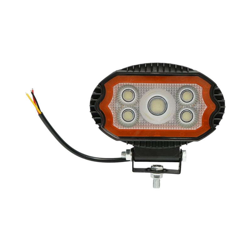 Faro da lavoro a LED ovale con DRL, 17 W, 9-36 V, 47 LED, bianco/giallo, corpo in alluminio 141x106x38 mm, IP67 Breckner Germany