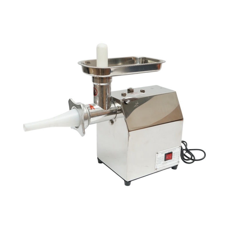 Tritacarne elettrico inox + alluminio 1200W, 220V, capacità 100 kg/h, adattatore per salsicce, 1 setaccio e 1 coltello inclusi 340x185x365mm