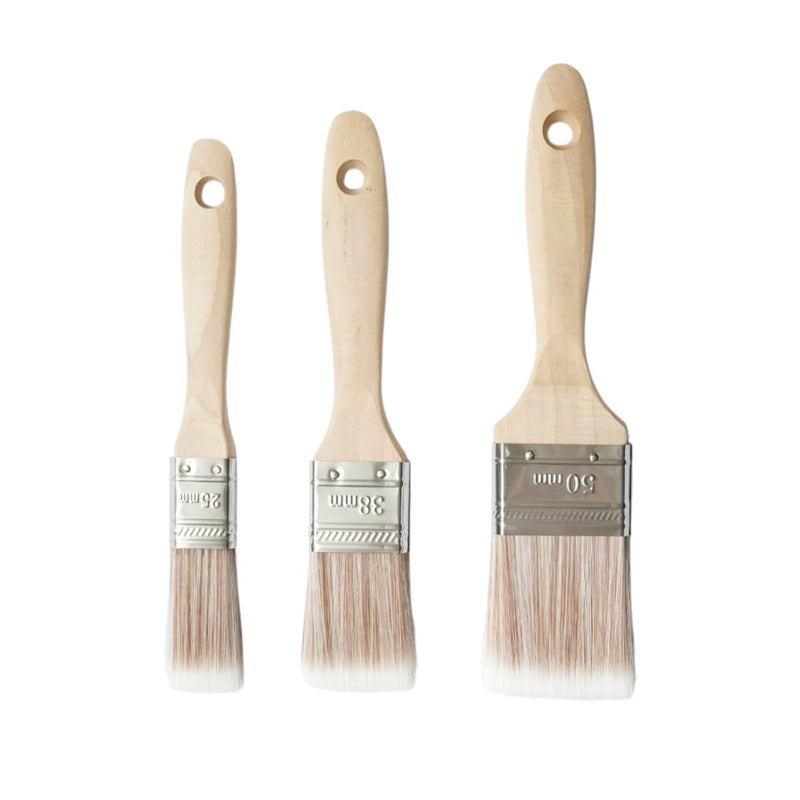 Set di 3 pennelli piatti (25 mm, 38 mm, 50 mm), setole in PET, manico in legno Breckner Germany