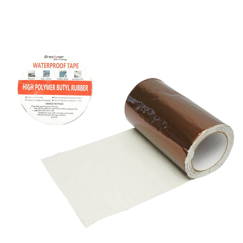 Nastro impermeabilizzante autoadesivo in butile, 200 mm x 5 m, con lamina in alluminio marrone (RAL 8003) Breckner Germany
