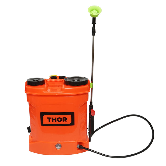Pompa di spruzzatura, vermorel elettrico con serbatoio da 12L, batteria 12V, 4 ugelli intercambiabili THOR