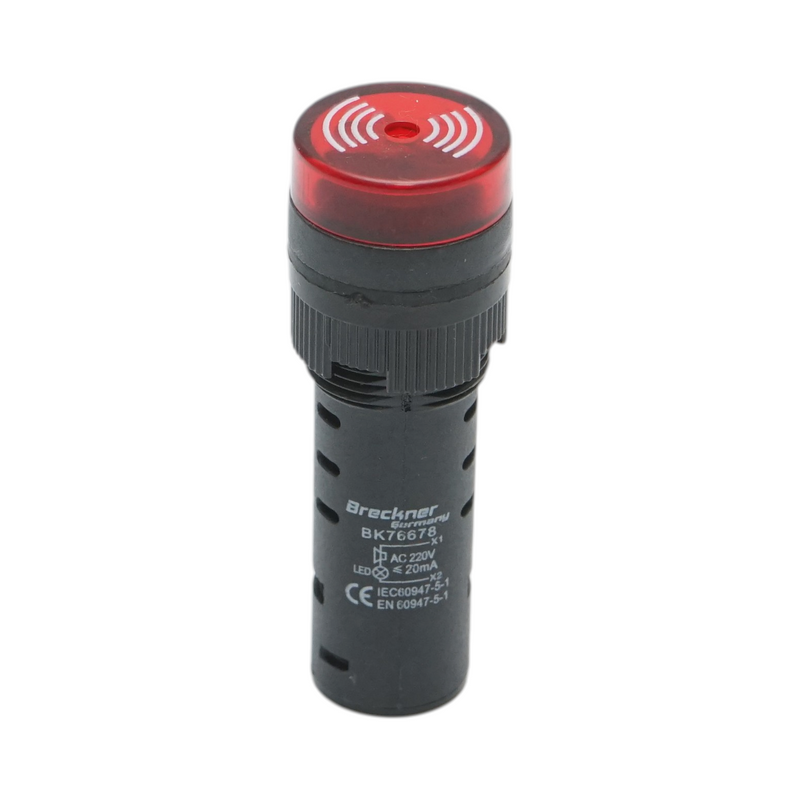 Indicatore di segnalazione a LED industriale con cicalino, 220 V CA, Ø 16 mm Breckner Germany