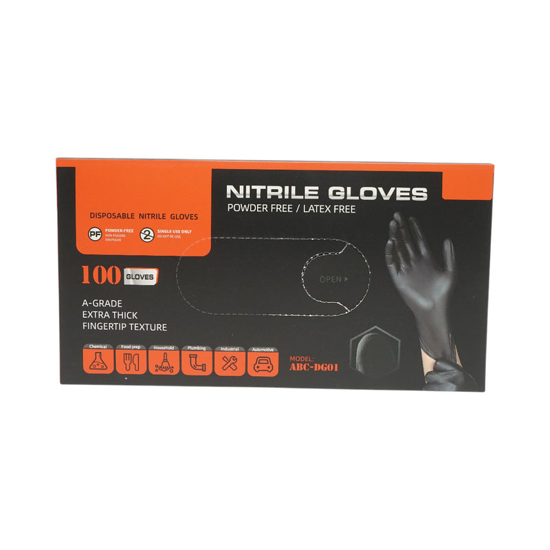 Guanti in nitrile sintetico nero, senza polvere, taglia M, 100 pezzi/scatola